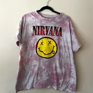 Women’s L tie dye pink distressed Nirvana shirt